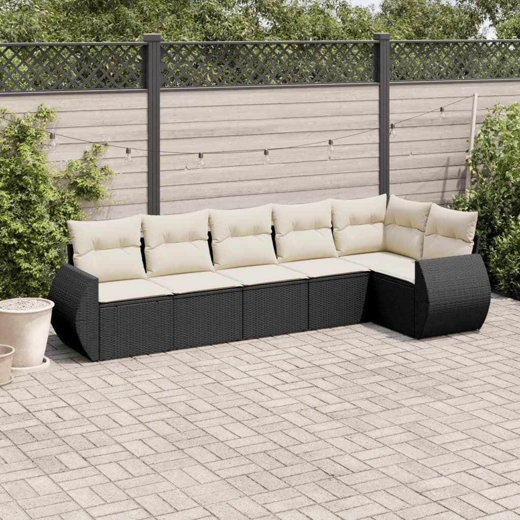 Maison Exclusive - 6-tlg. Garten-Sofagarnitur mit Kissen Schwarz Poly Rattan