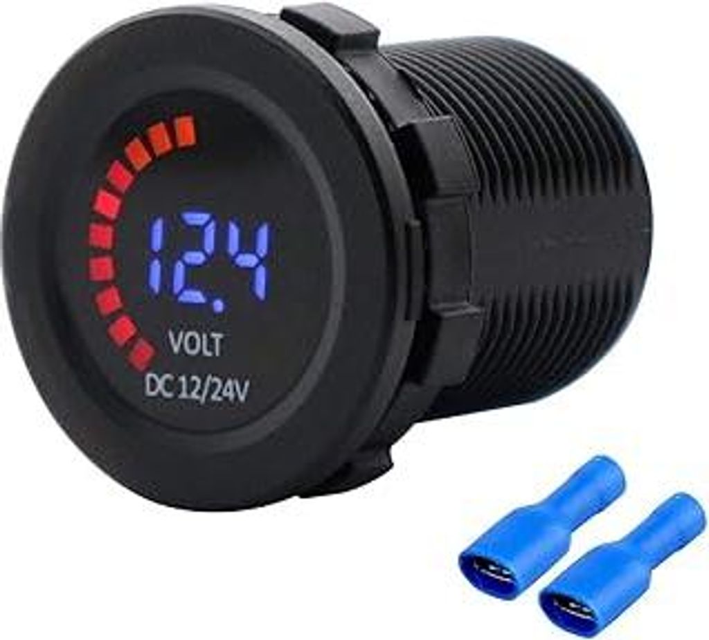 LED Digitale Anzeige KFZ Voltmeter 12V 24V Spannungsmesser für Auto Camper Boot Wohnmobil Wohnwagen Batterie Spannungsanzeige Motorrad Batterieanz...