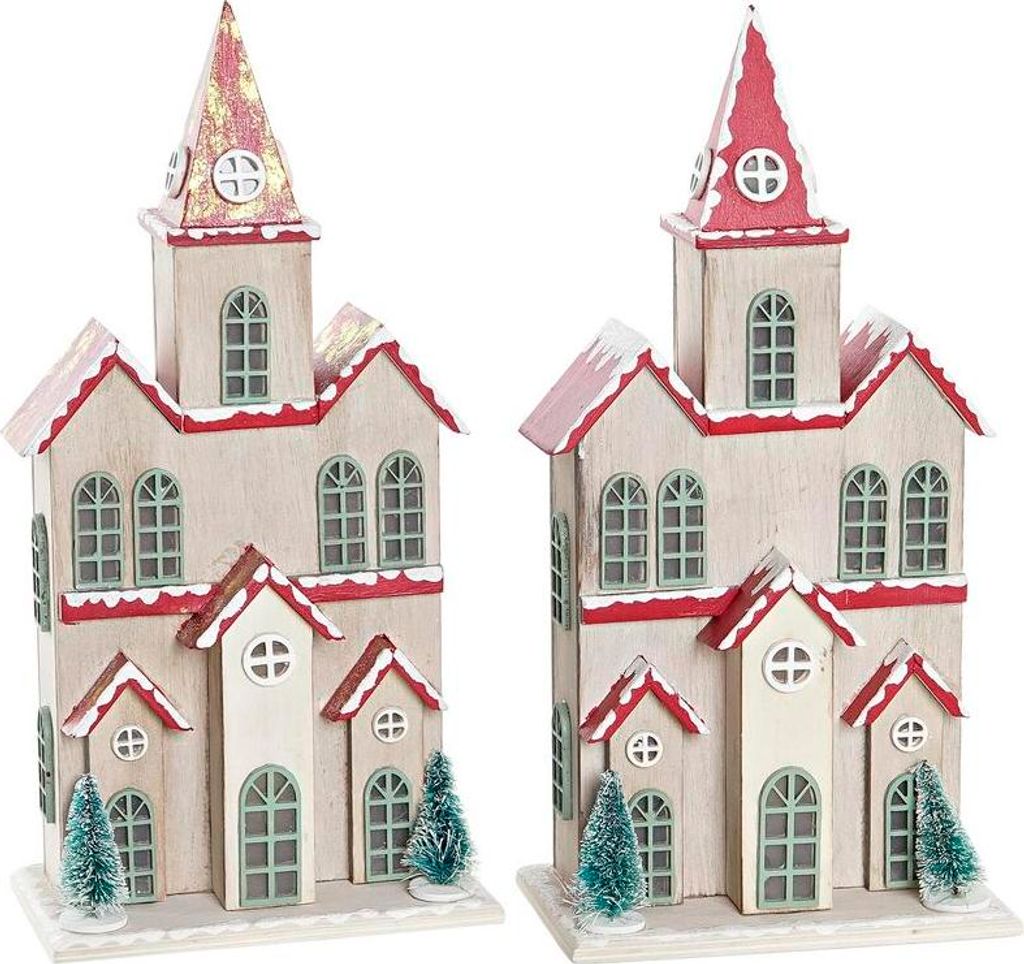 Weihnachtsschmuck DKD Home Decor Haus MDF (13 x 8 x 28 cm) (2 Stück)