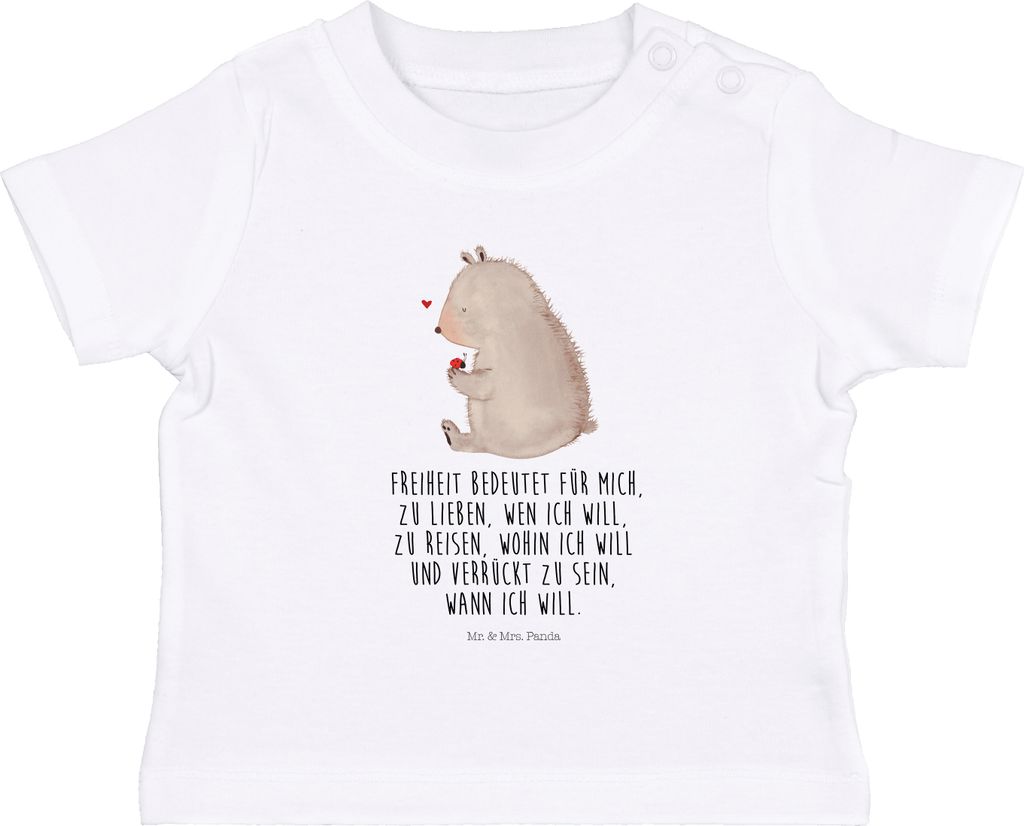 Mr. & Mrs. Panda T-Shirt Bär Marienkäfer 0. - 6. Monat - Weiß - Geschenk, Freiheit, Babyshirt, Baby Top, Liebe, Das Leben Ist schön, Jerseyshir...
