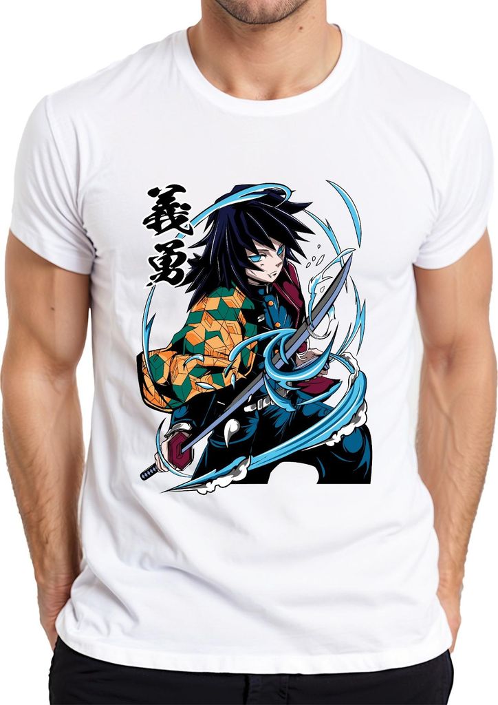Giyu Tomioka Dämonenjäger Wasserklinge Anime Geschenk Sammler Herren T-Shirt, Weiß, 3XL