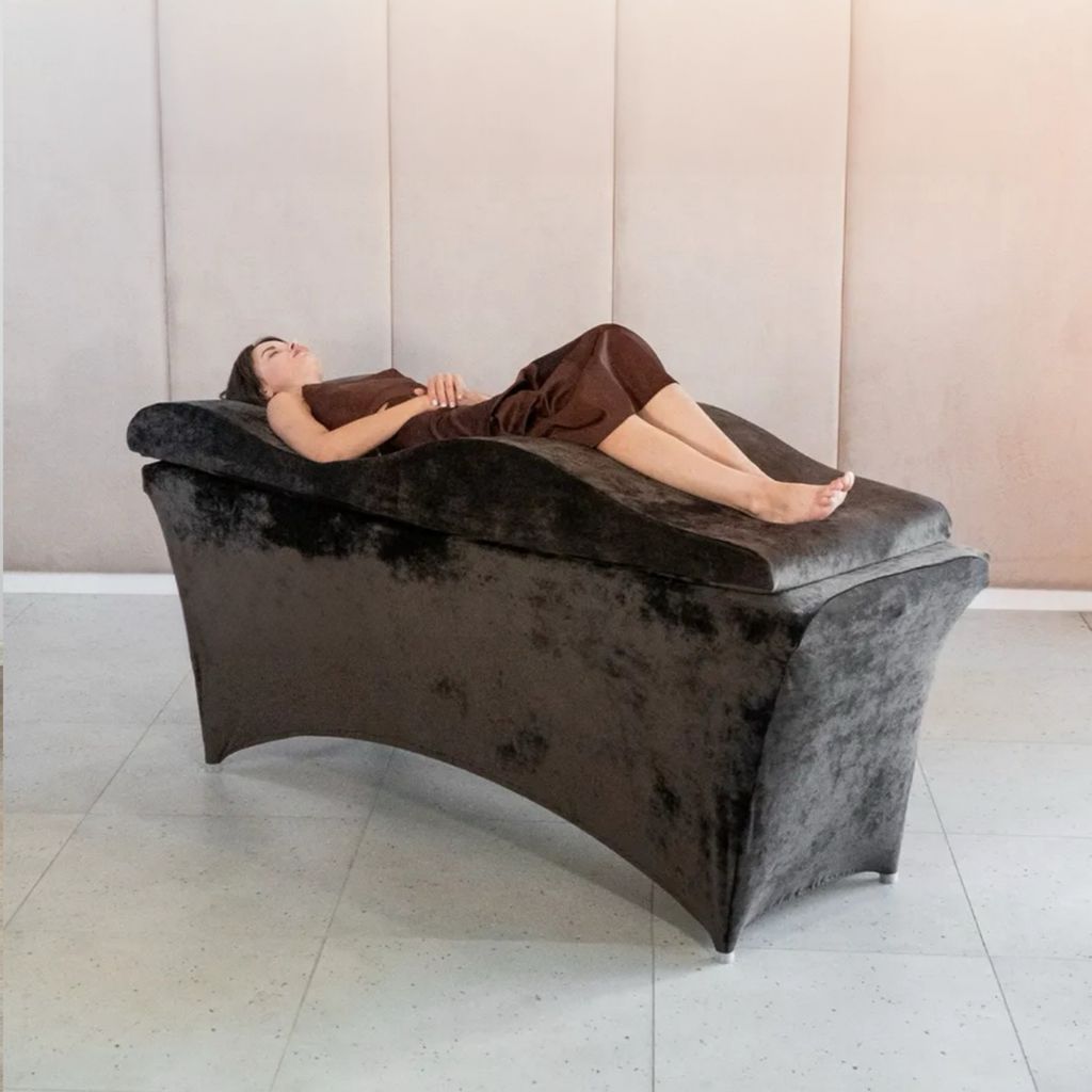 Wellen-Matratzen-Set mit Memory-Schaum und Liegenbezug | Für Wimpernverlängerung & Kosmetik, 180x60 cm, dark-brown