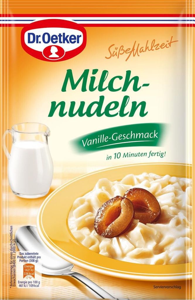 Nouilles au lait goût vanille Dr. Oetker (sachet de 116g) Image du produit 