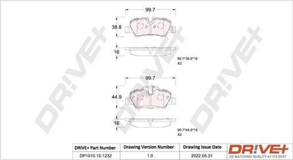 Jeu de plaquettes de frein arrière pour MINI Cooper F55 F56 F57 DP1010.10.1232