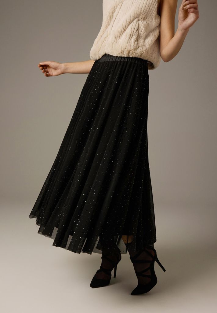 MORE & MORE Mesh Skirt with Crystals black 38