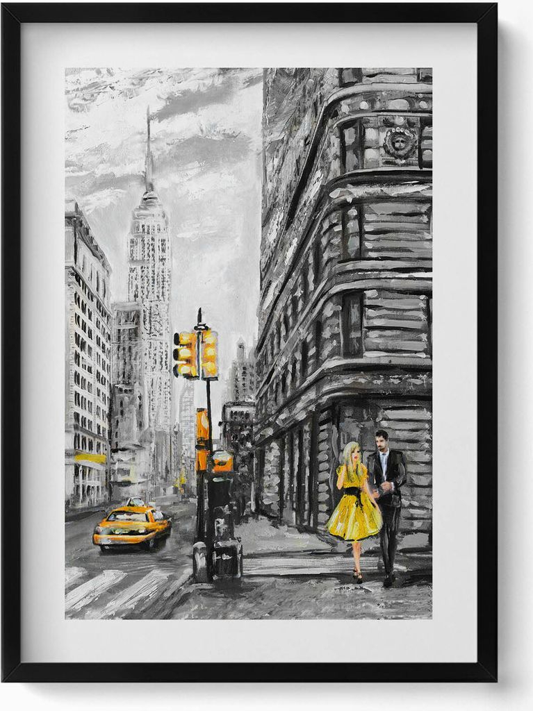 Die Straßen des Empire State Building– Wandbild mit Rahmen – Gerahmtes Bild – Wanddekoration – 50x70 cm – Schwarz Rahmen
