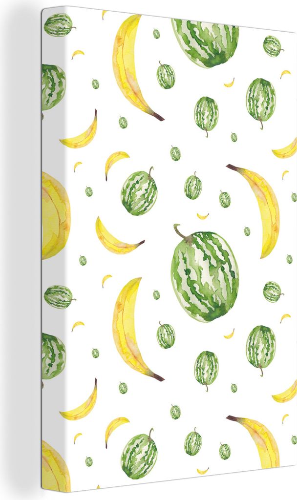 OneMillionCanvasses - Leinwandbilder - 90x140 cm, Bananen - Melonen - Schablonen, Wandbilder Kunstdruck Wanddekoration - Wandschmucke - Schlafzimmer