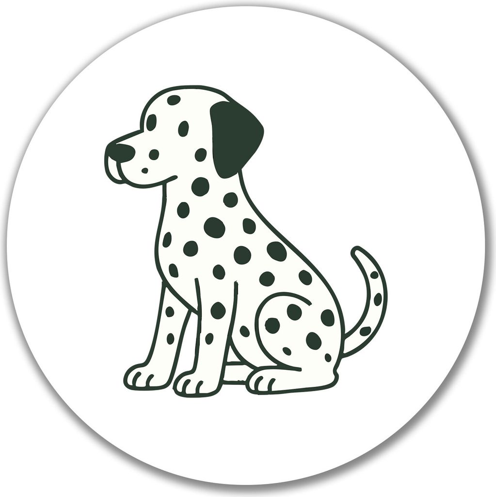 Huuraa Aufkleber Dalmatiner Comic Dotti 10cm rund Sticker Geschenkidee