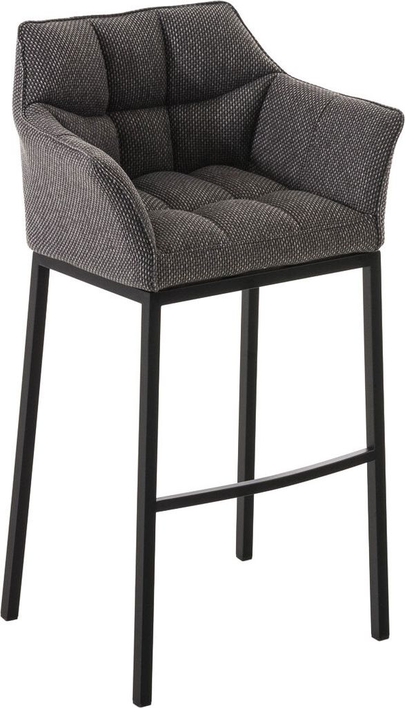 TPFLiving Barhocker Damaskus mit 4-Fuß Gestell schwarz Stoff Titangrau