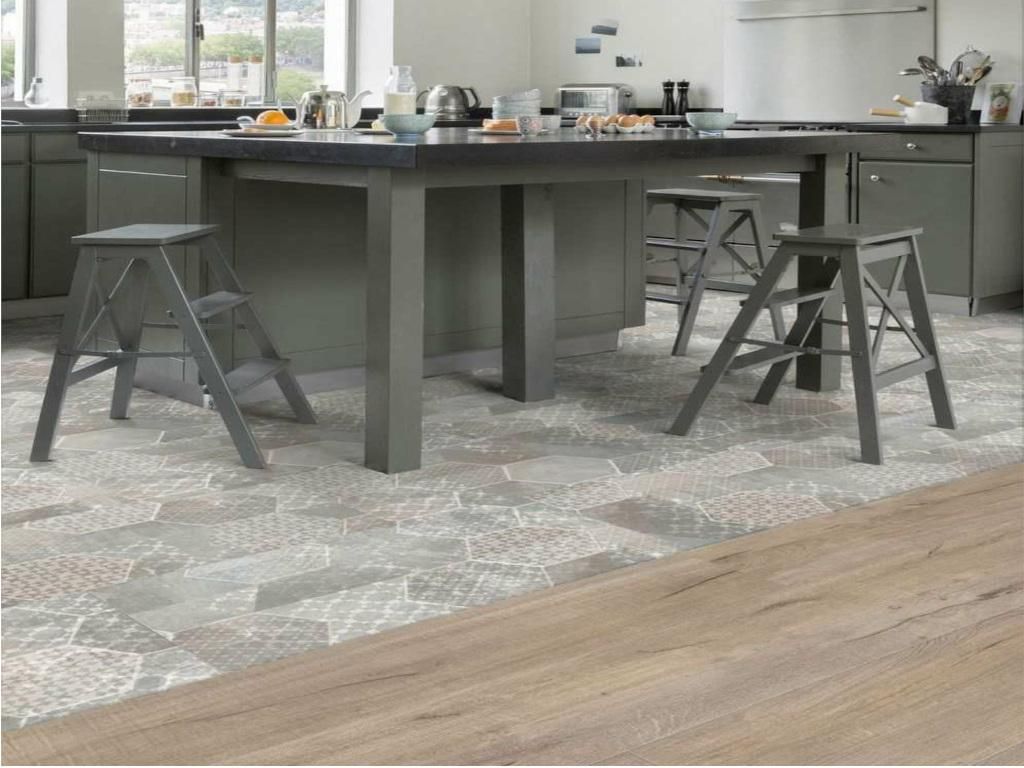Gerflor | 3,76 m² | Braungrau 20 mm Vinylboden, Creation 30 Design Cementine Buckskin Fliesenoptik, Verklebung, Feuchtraumgeeignet, Integrierte Tr...