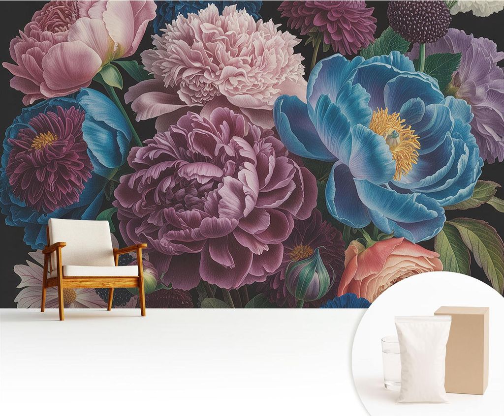 Fototapete - 416x254 cm - Tapete - Wandtapete - Wandbilder - Dekofolie - Tapete Folie - Wand - Dekoration - Wohnzimmer - Bunte Blumen