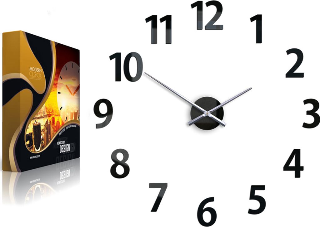 ModernClock, wanduhr schwarz groß, Amadeusz 75cm, moderne Uhr, Wanduhr DIY 3D