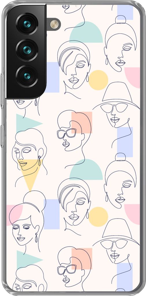 MuchoWow Handyhülle Schutzhülle Hülle für Telefoonhoesje Samsung Galaxy S22 Mädchen - Frauen - Muster - Pastell - Mädchen - Kinder - Kind -...