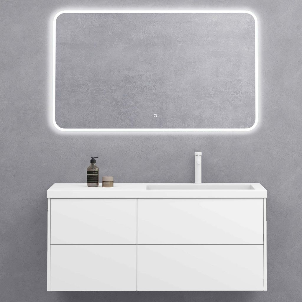 doporro Mineralguss-Waschbecken 120x46x54 cm in Matt weiß Produktbild 