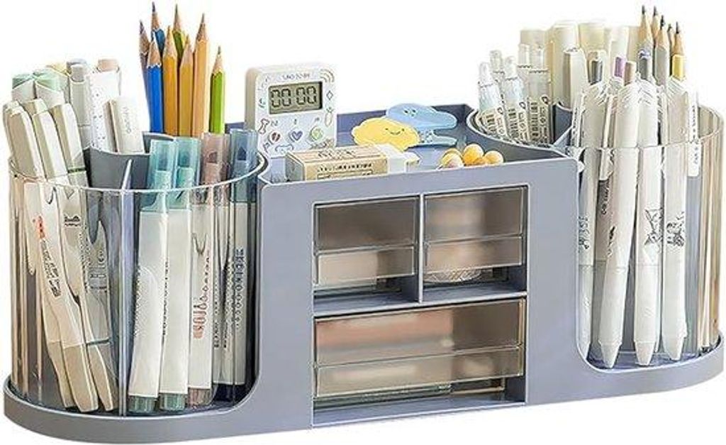 Doppelwandige Schreibtischorganizer, Geldbörse-Box, 14 Fächer mit großem Fassungsvermögen, transparenter Schubladen, Platz für Stifte und vers...
