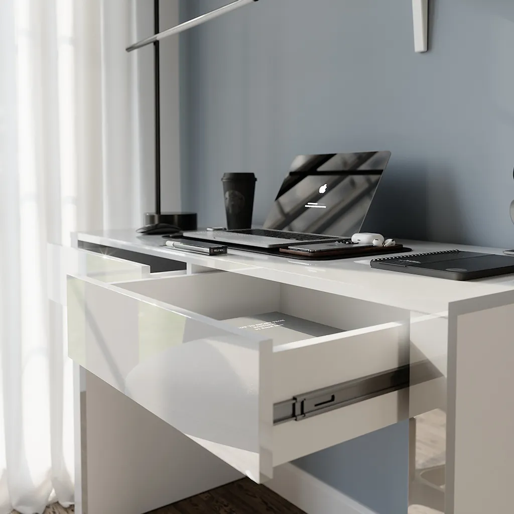 Bureau blanc design brillant 110x50 cm Vicco Annabelle à deux tiroirs - 6