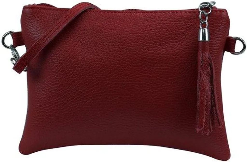 Sac à bandoulière en cuir véritable G248 rouge foncé - Format 22x15cm