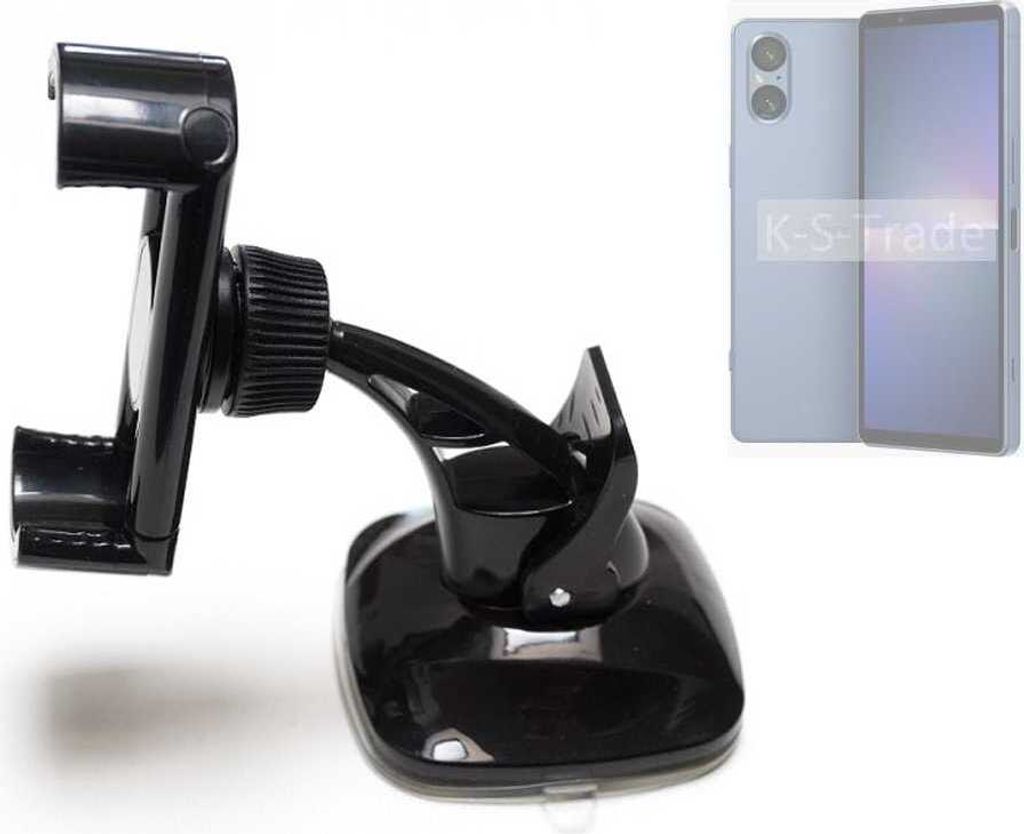 K-S-Trade kompakte Handy-Halterung Windschutzscheibe kompatibel mit Sony Xperia 5 V Armaturenbrett schwarz Autohalterung KFZ Halter Scheiben-Halterung