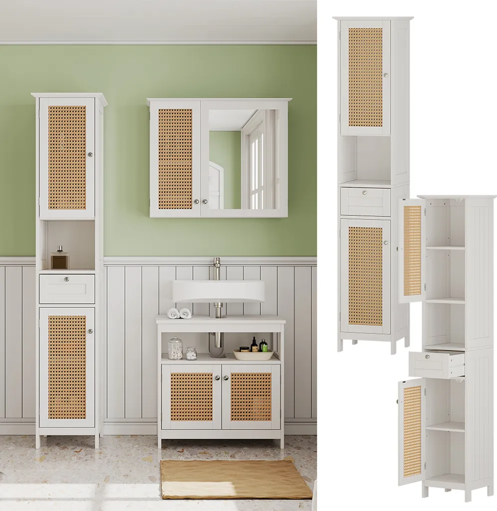 Rangement Salle de Bain Colonne Vicco Rosario Blanche pour Petits Espaces