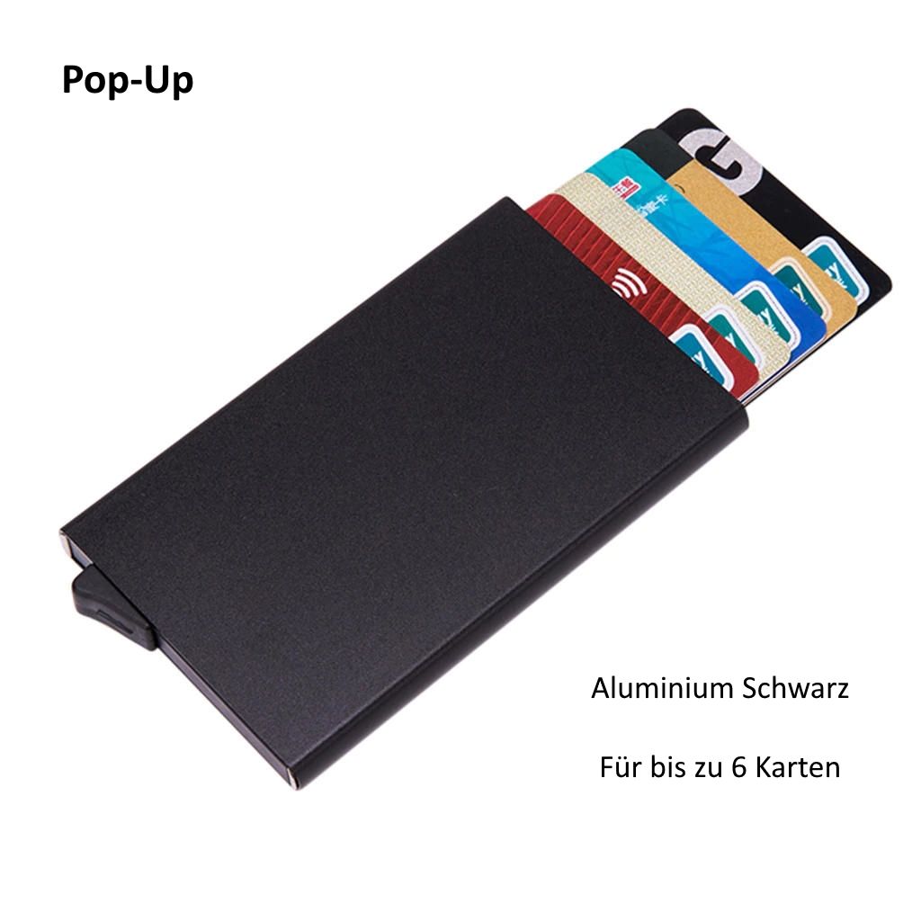 VULKIT Kreditkartenetui RFID-blockierende Pop-Up-Kartentasche aus Echtem Leder mit Geldscheinfach Münzfach und Magnetverschluss Ausweisfenster 