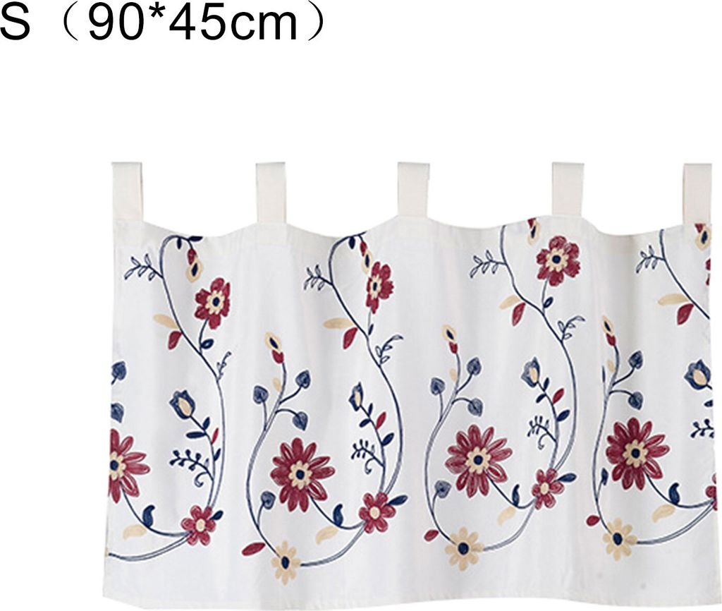 Polyester Blumendruck Küche Kurzvorhangfenster Valance Drape Wohnkultur-Weinrot ,Größen:S
