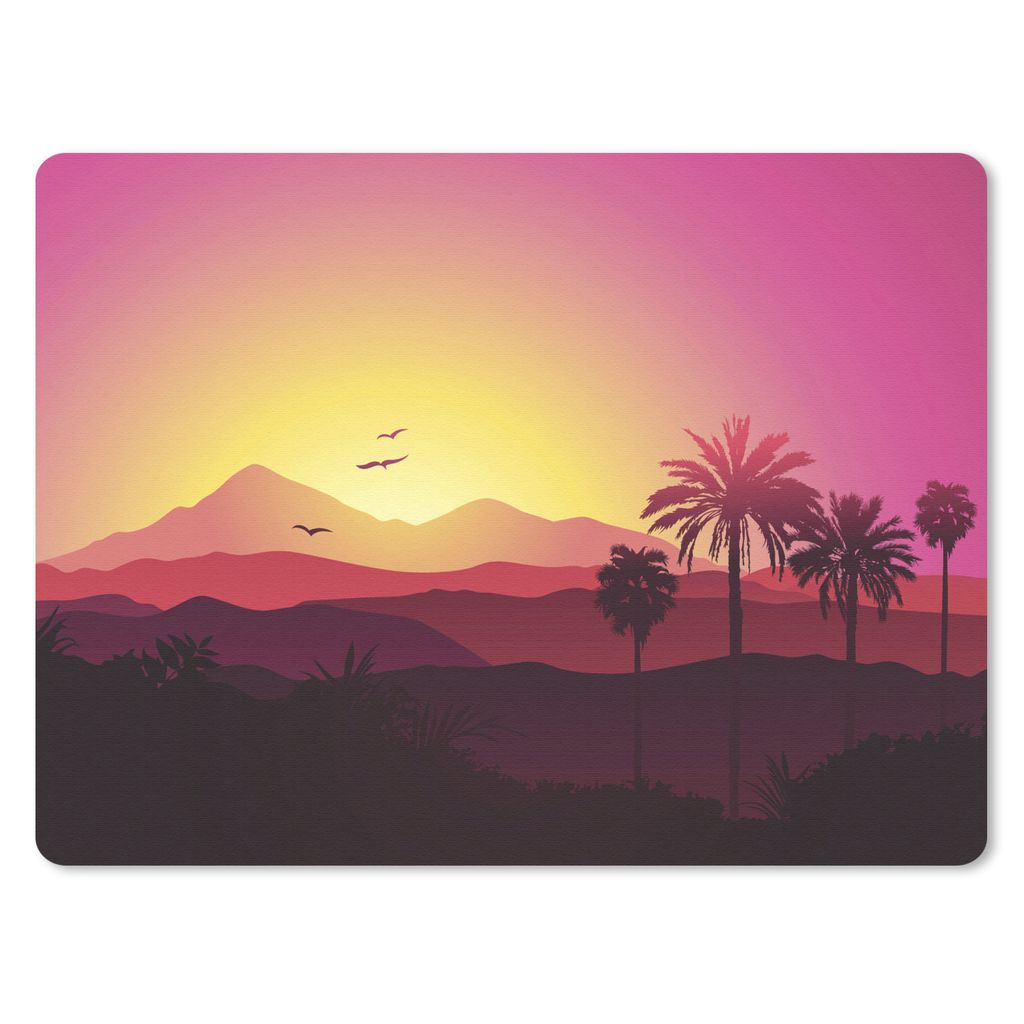 MuchoWow Mauspad Mousepad Eine Illustration eines rosa Himmels über den Bergen 40x30 cm - Mousepads - Maus Mat - Pad - Mausunterlage - Anti Rutsch