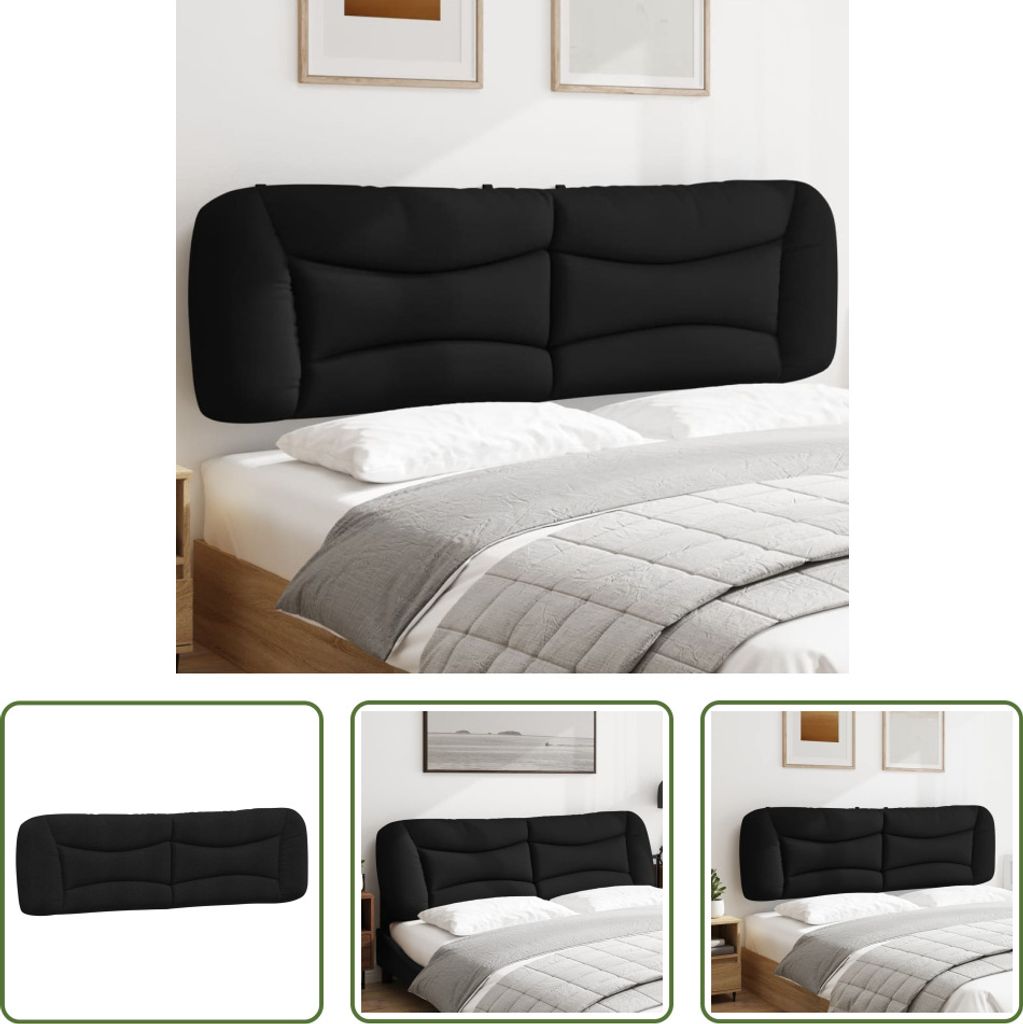 The Living Store Kopfteil-Kissen Schwarz 180 cm Stoff