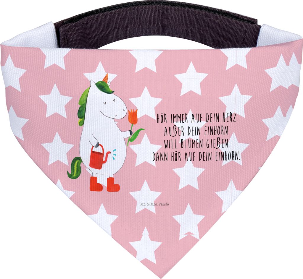 Mr. & Mrs. Panda Hund Halstuch Einhorn Gärtner - Rot Pastell - Geschenk, Hunde, Luftballon, Stiefel, Unicorn, Tuch, Hundehalstuch, Blume, Garten, ...