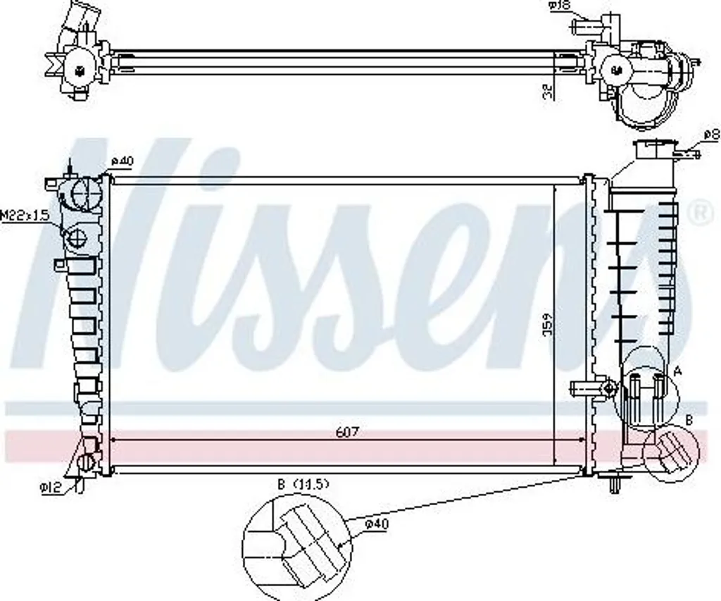 Radiateur Moteur NISSENS 63585A OE 1301L8 pour Peugeot 306 Essence