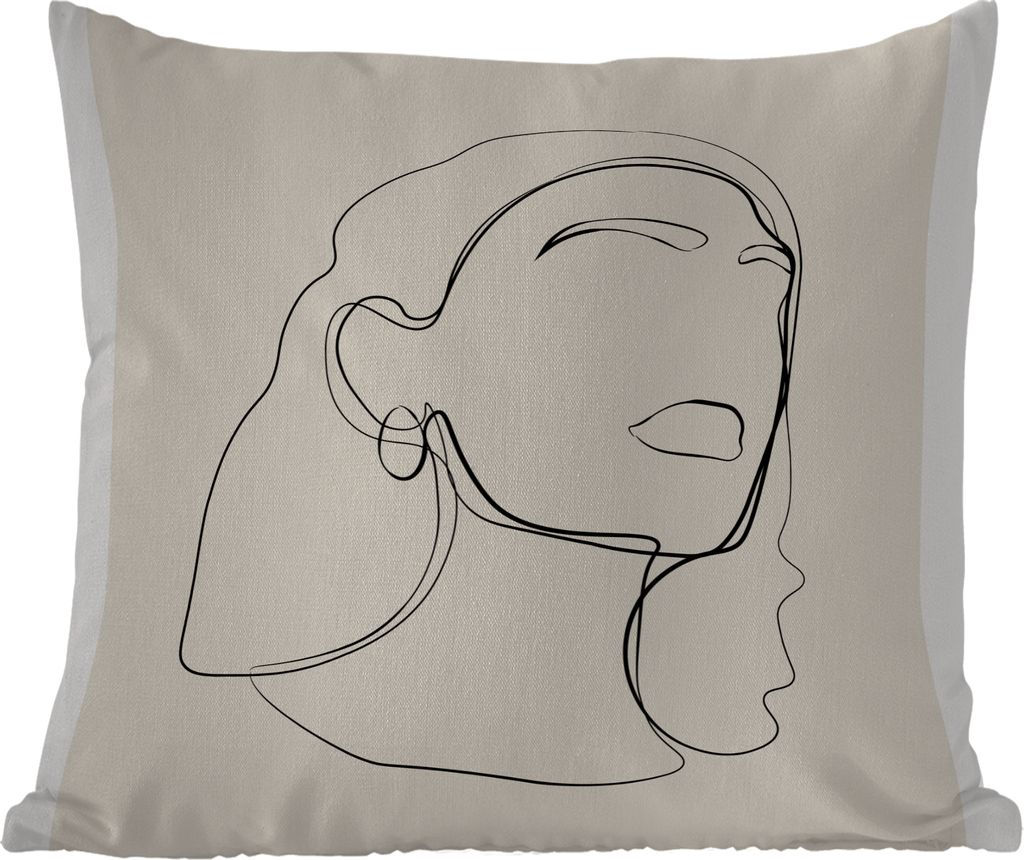 MuchoWow Outdoor Kissen - Frauen - Linienkunst - Text - Zitate - 40x40 cm - Wetterfest - Lounge Kissen - Kopfkissen - Interieur - Polster mit Bild