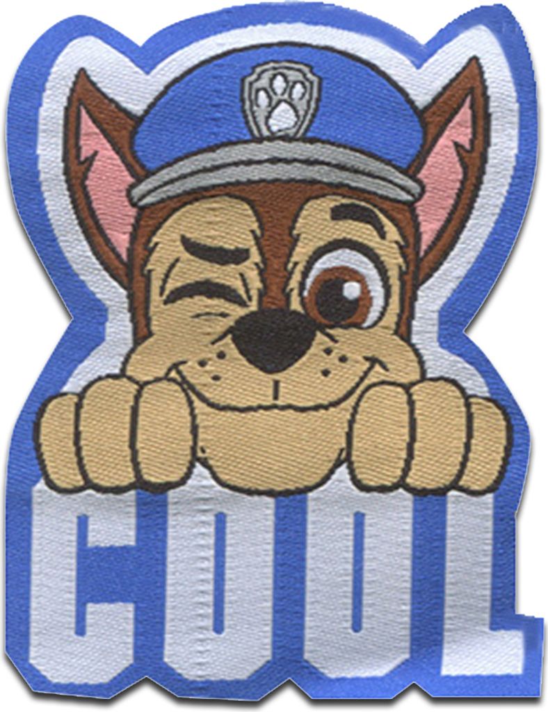 Paw Patrol Chase Cool - Aufnäher, Bügelbild, Aufbügler, Applikationen, Patches, Flicken, Zum Aufbügeln, Größe: 6,7 x 5,2 cm
