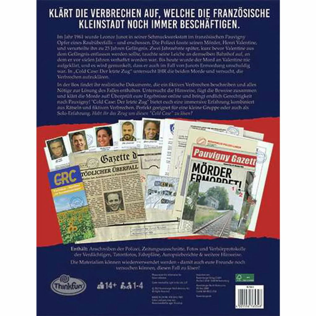 Cold Case Le Dernier Train Thinkfun 76534 - Jeu d'enquête immersive - 2