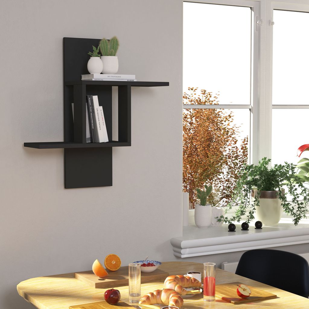 Skye Decor, Mill - Anthracite, Wandregale, Anthrazit, 64 x 70 x 20 cm