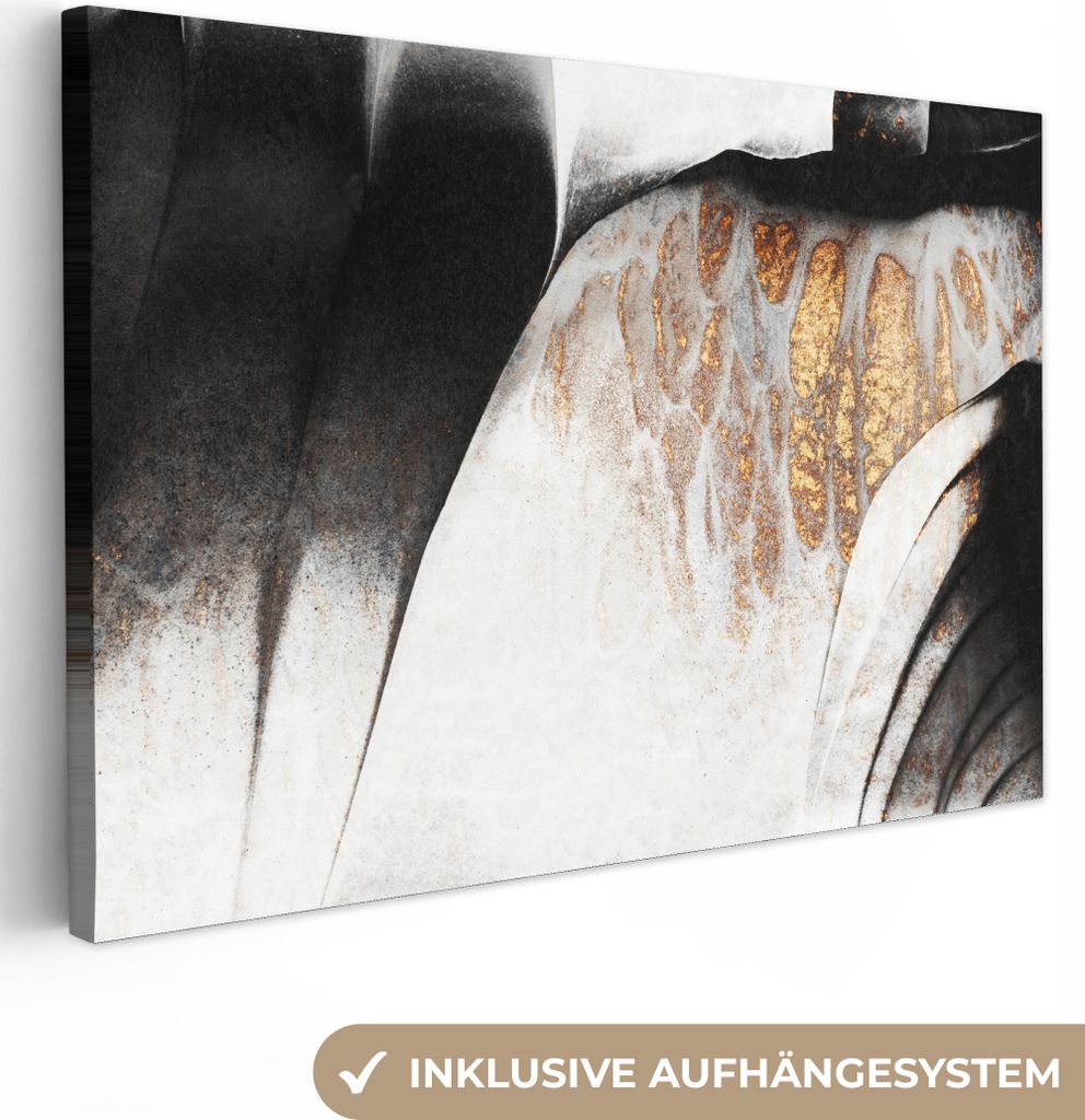 MuchoWow - Leinwandbilder - Gold - Abstrakt - Design, Wandbild, Wanddeko Bilder Wohnzimmer, 30x20 cm