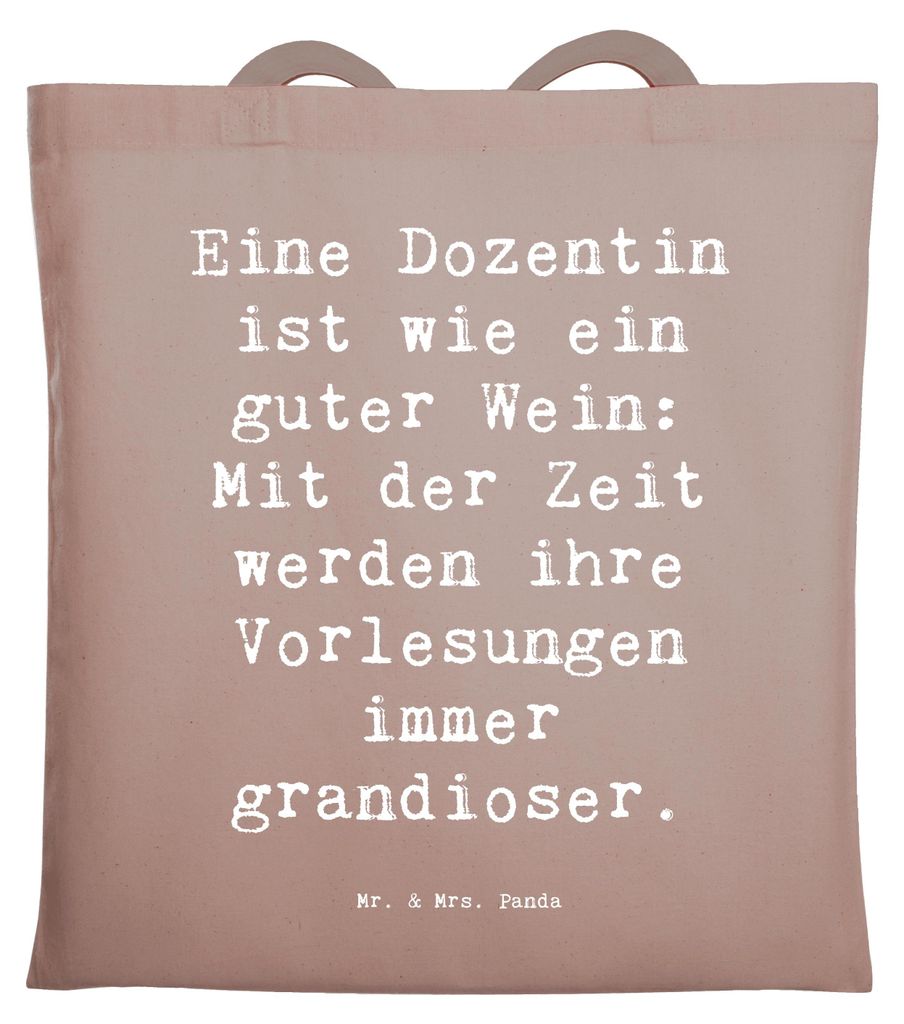 Mr. & Mrs. Panda Shopping Tasche Spruch Dozentin Genuss - Braun Pastell - Geschenk, Vorlesungen, Uni, Berufsgestaltung, Schultasche, Wertschätzung...