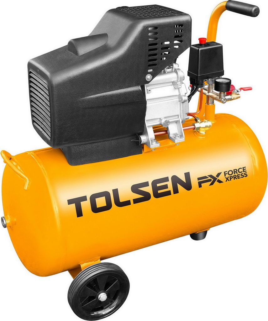 Tolsen-Luftkompressor 50 l – 1500 W / 2 Stück – 8 bar – ölgeschmiert – CE- – mit Druckregler, Rädern und Griff – für den Werkstattg...