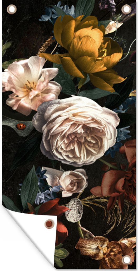 MuchoWow 80x160 cm Outdoor-Poster Gartendeko Sichtschutz Garten Poster für den Garten Blumen - Natur - Muster