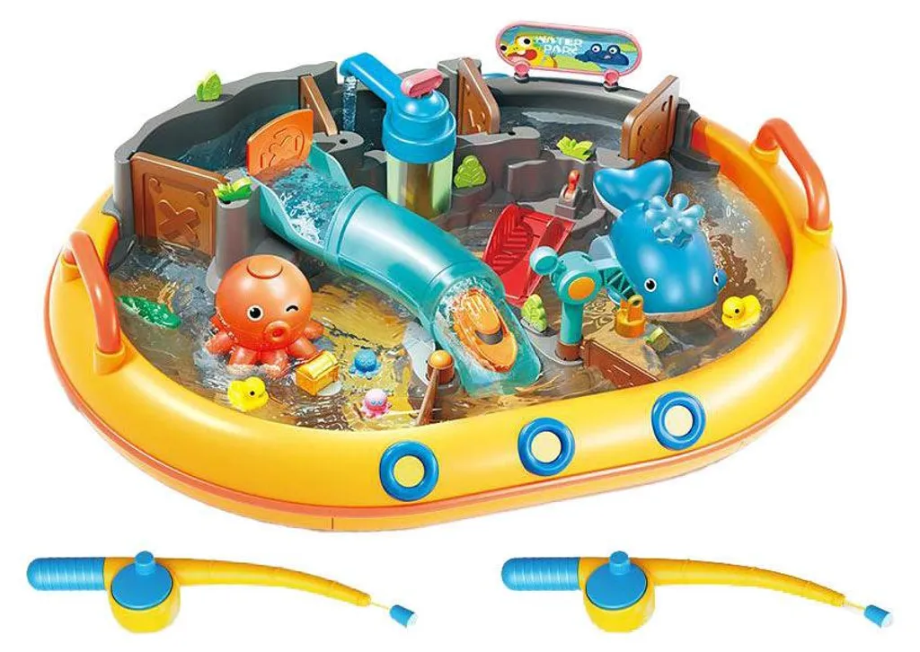 Kit parc aquatique avec 2 cannes à pêche pour enfant - Jouet éducatif