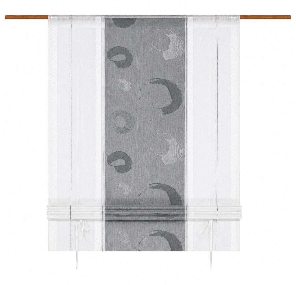 Bändchen-Raffrollo anthrazit-weiß BxH 90x135cm Produktbild 