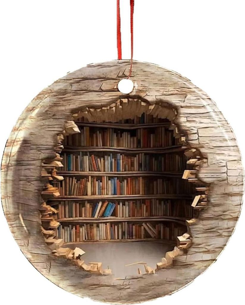 Kreativer Anhänger, exquisite Verarbeitung, 3D-Bücherregal-Design, hängendes Ornament für die Dekoration des Ferienhauses