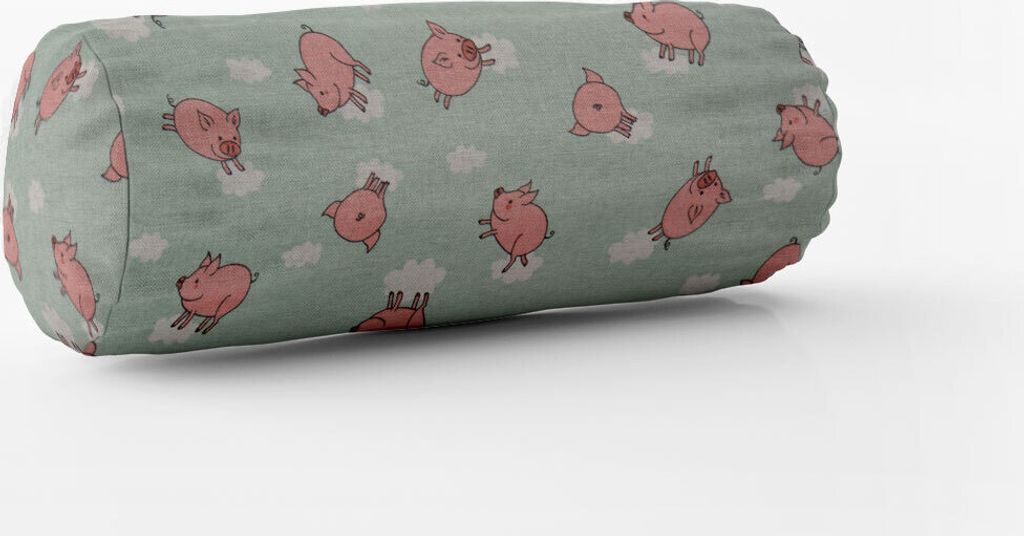 SCHÖNER LEBEN. Kissenhülle Flying Pigs Schweinchen Wolken mint rosa w Größe 15x40cm (ØxB) Nackenrolle 15x40cm (ØxB) Nackenrolle Größe