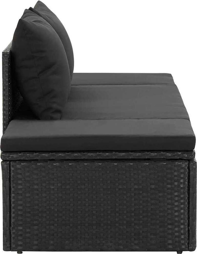 vidaXL Sonnenliege mit Auflage Poly Rattan Schwarz Produktbild 6