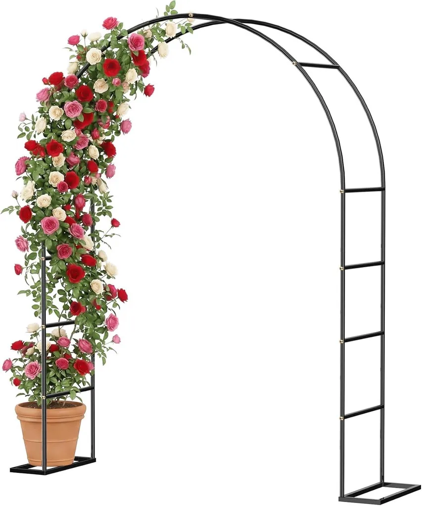 Arche à roses Speed en métal noir 230x180x38 cm avec socle amovible