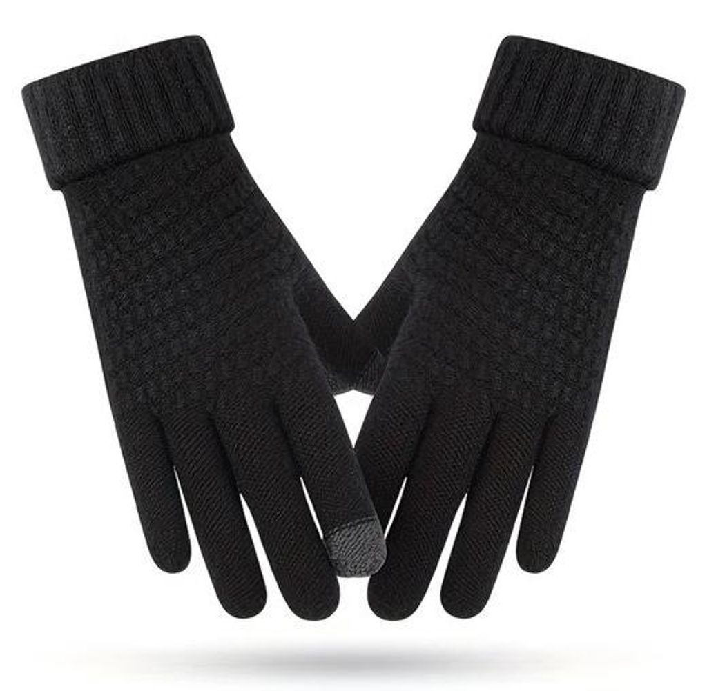 Schwarze gebündelte Handschuhe für Damen und Herren, dichte, wasserdichte und warme Handschuhe, Fahrradhandschuhe, ein Größe passt alle