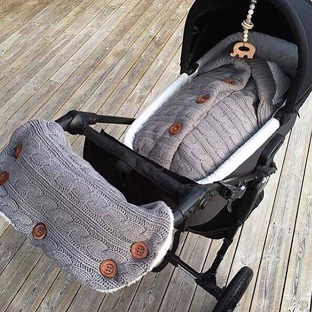 Baby Schlafsack Winter Warm Knit Swaddle Babydecke Fußsack Kinderwagen 
