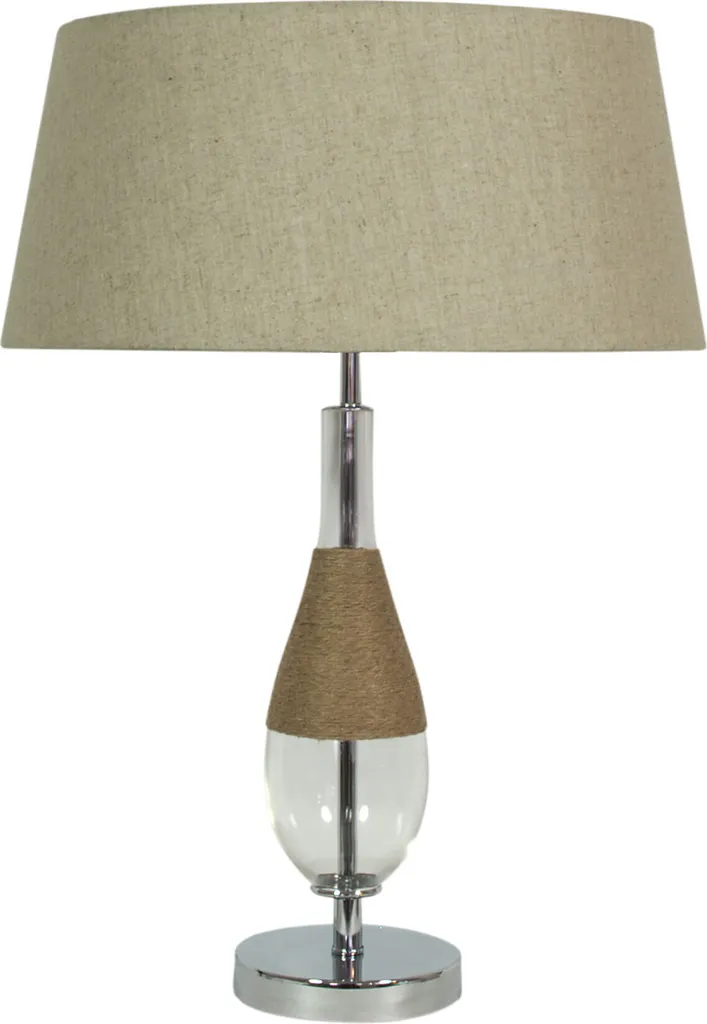 Lampe de table design gris chrome et tissu pour salon moderne 61x41 cm