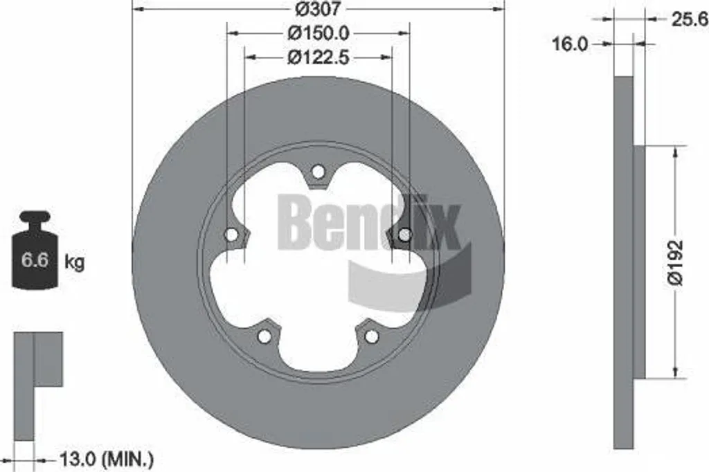 Disque de frein de rechange pour Transit BENDIX BDS1731 qualité OE