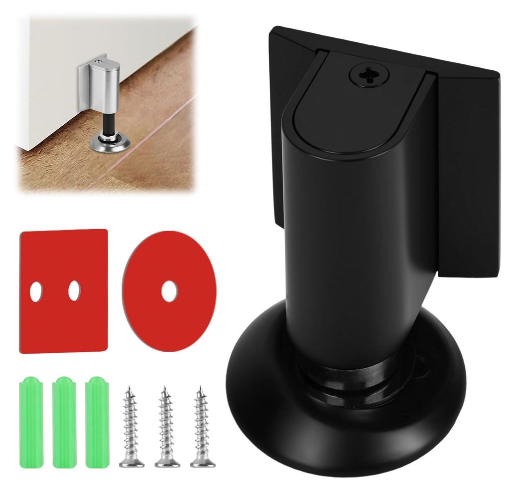 Magnetischer Türstopper – Bodentürstopper aus Edelstahl, selbstklebender Türhalter (kein Bohren erforderlich), höhenverstellbarer Türpuffer,...