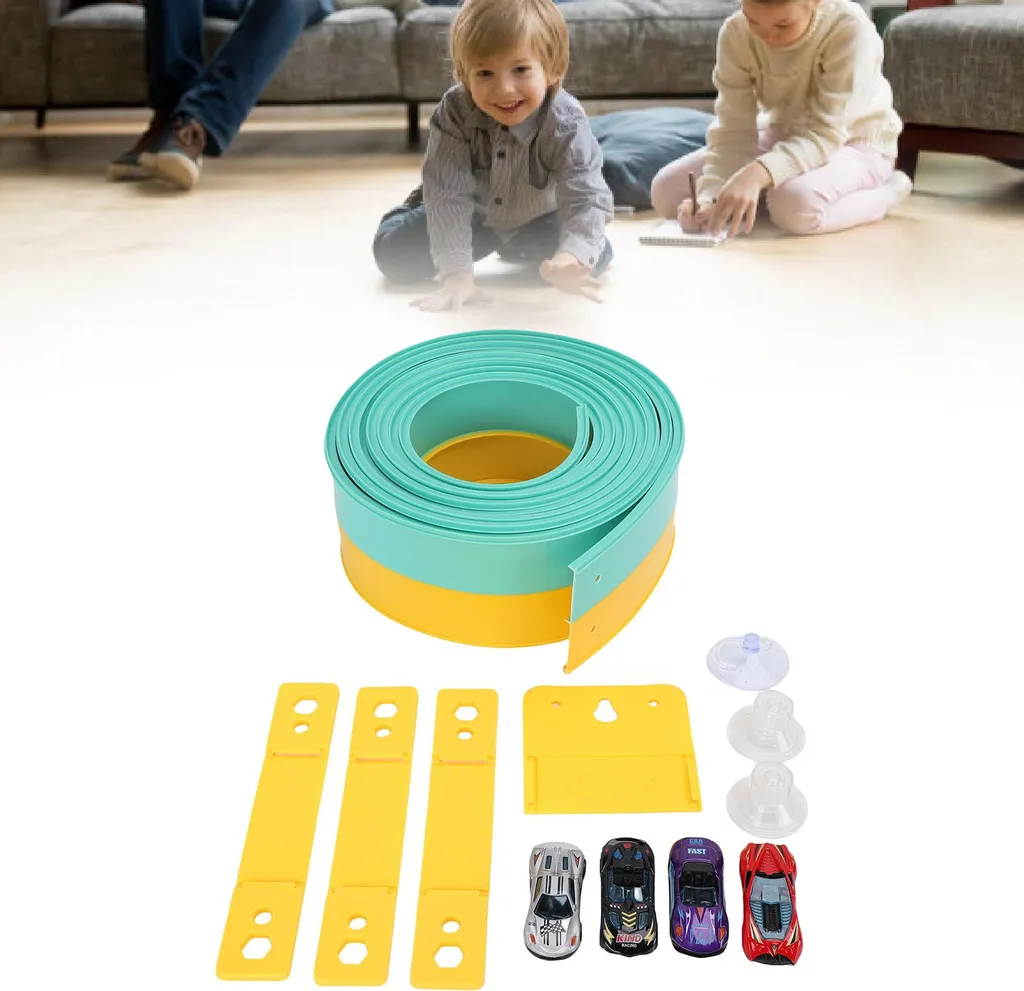 Circuit de course pour garçons nomade et facile à ranger, 4 voitures