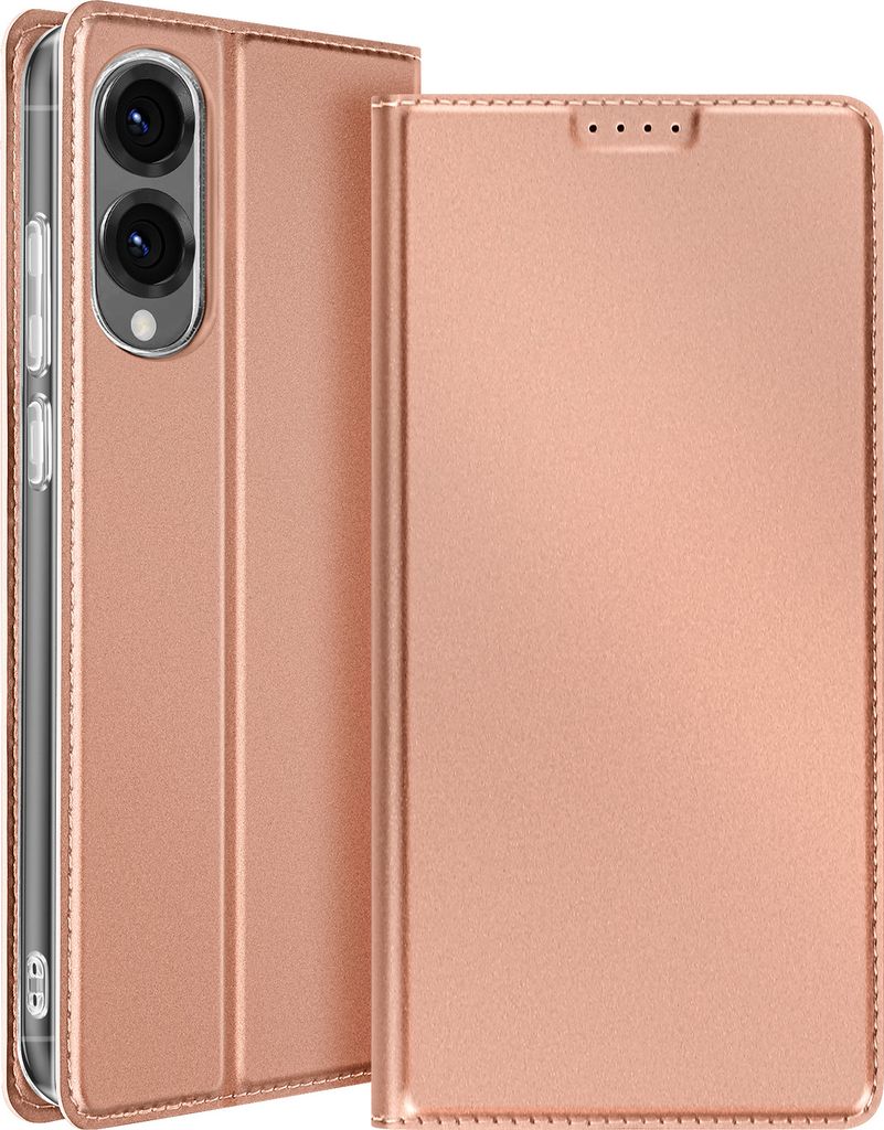 Dux Ducis, Hülle für Samsung Galaxy S25 Edge mit Klappständer für Video, Rosegold